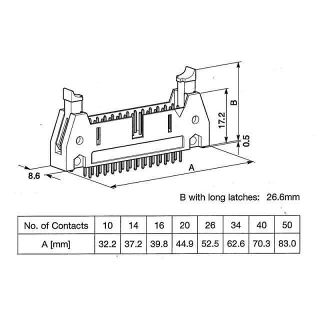 Gotron | 40-polige IDC header - Printmontage - Recht - P2,54 | Elektronicaspecialist