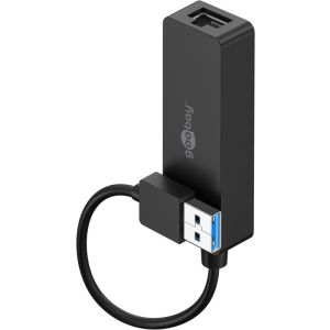 USB-A 3.0 naar RJ45 Gigabit Ethernet adapter zwart 10 cm 