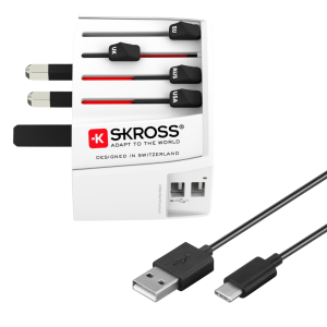 Wereld adapter MUV / 2 xUSB-A met gratis USB AC - kabel