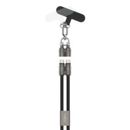 Lanyard kabel USB-C naar USB-C 120cm zwart 
