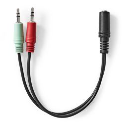 3,5mm stereo jack vrouwelijk <-> 2x 3,5mm stereo jack mannelijk - 0,12m 