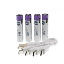 AAA-batterij - Micro - Li-Ion Accu  - 500mAh - 4 stuks  - Oplaadbaar via USB C - Ansmann 
