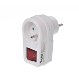 Dominostekker 1 x 10/16A met schakelaar - met aarding - Wit - Profile
