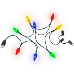 Smartphone USB oplaadkabel met USB-C, Micro USB en Lightning connector - Kerstthema GTRF063 