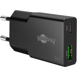 Oplader met snellaadfunctie - met 1 x USB C en 1 x USB A - 30W 
