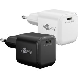 USB-C GaN snellader Wentronic Nano 30 W Power Delivery zwart 