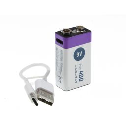 9V-batterij - Li-Ion Accu  - 400mAh - Oplaadbaar via USB-C - Ansmann 