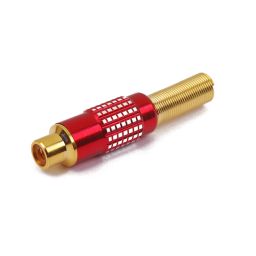 Cinch vrouwelijk - Verguld - Te solderen - Voor Kabeldiameter 7mm - Rood