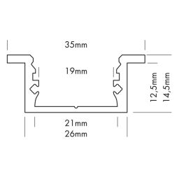Alu profiel 35 x 14.5mm ledstrips tot 19mm 