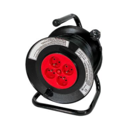 Kabelhaspel met 25 meter kabel 3G1,5 en 4 sockets 