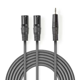 Gebalanceerde Audiokabel 2 x XLR male naar 3,5mm Male - 1,5 meter 