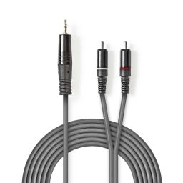 3,5mm stereo mannelijk <-> 2 x cinch mannelijk - 1,5 meter HQ 