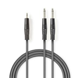 Nedis stereo-audiokabel 3,5 mm jack male naar 2x 6,35 mm jack male 5 m donkergrijs