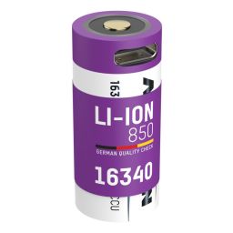 16340 Li-Ion Accu CR123 RCR123 Oplaadbaar via USB-C 850mAh 