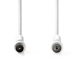 Nedis coaxkabel IEC male naar IEC female 1,5 m 75 Ohm viervoudig afgeschermd 120 dB wit