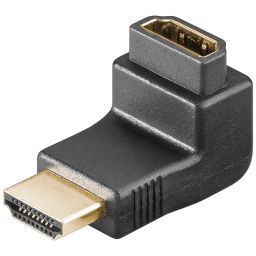 Overgang - HDMI mannelijk <->HDMI vrouwelijk - 90° - Verguld - Plastic 