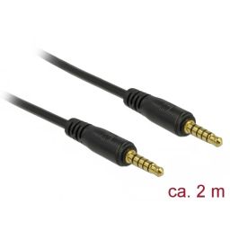 Delock 85697 stereo jack kabel 3,5mm 5-polig male naar male 2m zwart 