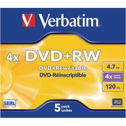 DVD+RW - 4,7GB - 5 stuks 