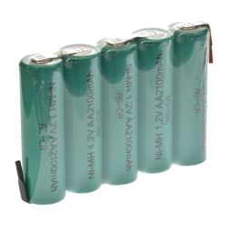 5 x AA (Mignon), 2100 mAh, met soldeerlippen (U) - Nickel-Metalhydride (NiMH) - 6 V