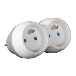 Multistopcontact 2x16A grijs/wit.