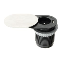 Compact Stopcontact met USB lader en deksel. 