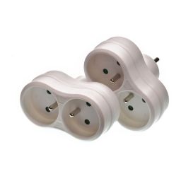 Dominostekker 2 x Schuko 2st. 10/16A met aarding -  Wit