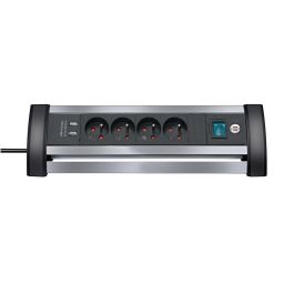 Alu-office-line met 4voudig met 2USB 1,8m 