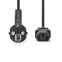 NS-EURO-3 - 3m zwart Schuko Male 90° - Euro Female 