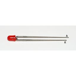 LED 3mm transp. rood  500mcd 20° 20mA/2V 