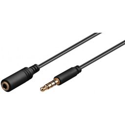 3.5mm jack verlengkabel - 3.5 mm plug (4-pin, Stereo) > 3.5 mm jack (4-pin, Stereo 