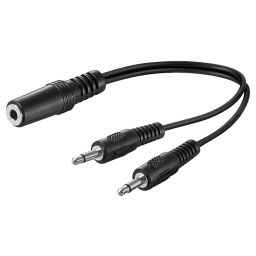 3.5mm jack adapter cable - Pawl 3.5 mm socket (3-pin, Stereo) > 2x 3.5 mm plug (2-pin, mono)