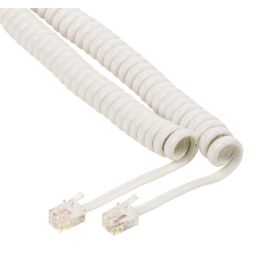 Spiraalkabel RJ10 - RJ10 - Lengte: 5 meter ivoor