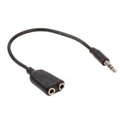 3,5mm stereo jack mannelijk <-> 2x 3,5mm stereo jack vrouwelijk - 0,2m