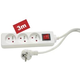 Contactdoos met 3 stopcontacten en schakelaar - 3m 