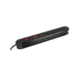 Contactdoos met 4 contacten (SCHUKO) zwart + schakelaar 