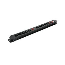 Contactdoos met 10 stopcontacten (SCHUKO) - zwart 