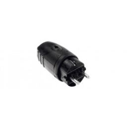 Schuko plug rubber black 