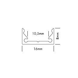 Alu Profiel 8mmx16mm - voor ledstrips tot 10mm. 