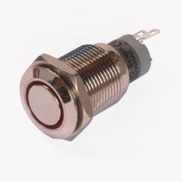 Pushbutton single pole Red ON-(ON) 1A/24VDC 0,5A/230VAC 