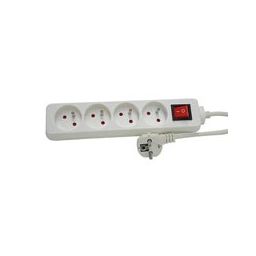 Contactdoos met 4 contacten (SCHUKO) wit en schakelaar 