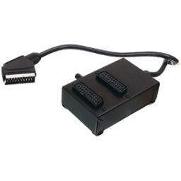 Schakelbare SCART connectiebox SCART mannelijk - 2x SCART vrouwelijk 0,50 m zwart