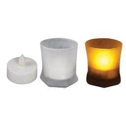 ***LED-kaars in wit glas 
