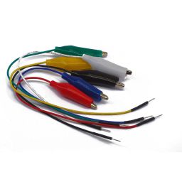 Jumper wire mâle - fiche croco 6 pcs: rouge, jaune, blanc, bleu, vert et noir