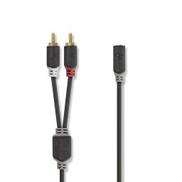 1m MF 3,5mm stereo jack vrouw. <-> 2x Cinch mannelijk - 1 meter 