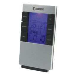 Weerstation met LCD klok - voor binnen - Grijs/Zwart 