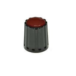 Knop Zwart 15mm / Ø4mm as kap rood