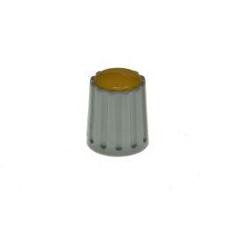 Knop Grijs 15mm / Ø4mm as kap geel