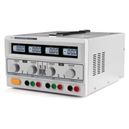 Double alimentation de laboratoire 2 x 0-30v & 5v / 2 x 0-3a quatre afficheurs lcd 