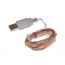 Ledslinger met 20 leds op batterijvoeding - Blauw - 2 meter - Met USB-aansluiting