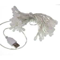 Ledslinger met 50 leds op batterijvoeding - Warm Wit - 5 meter - Met USB-aansluiting